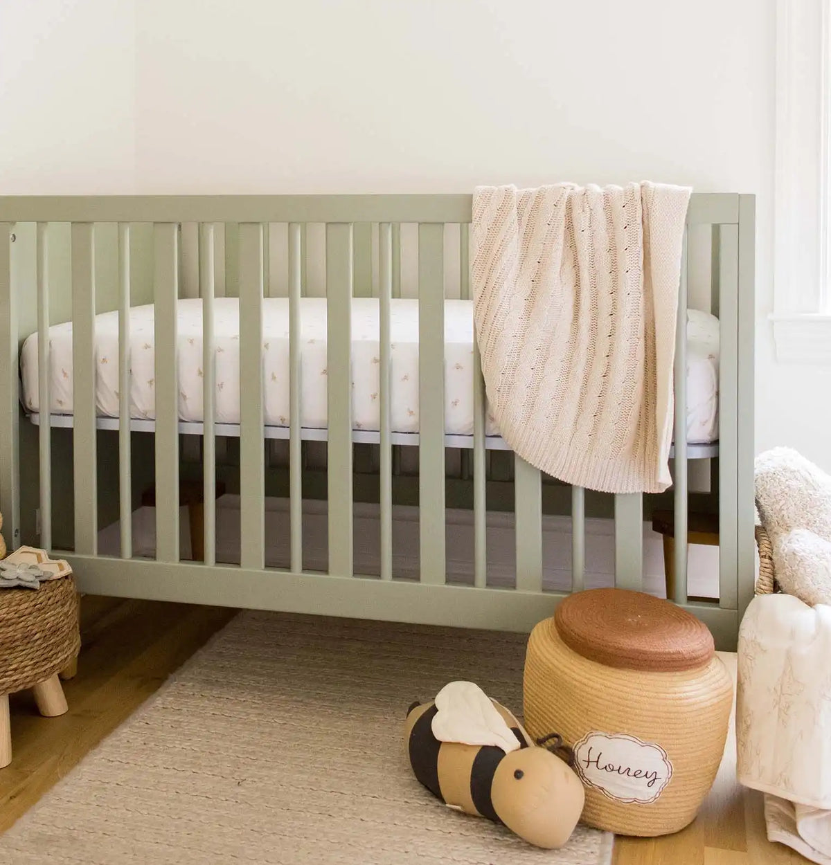 Organic Cotton Cable Knit Baby Blanket - Oat
