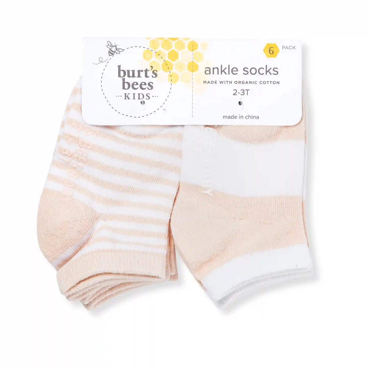 Solid & Stripes Organic Cotton Baby Ankle Socks 6 Pack - Ranunculus