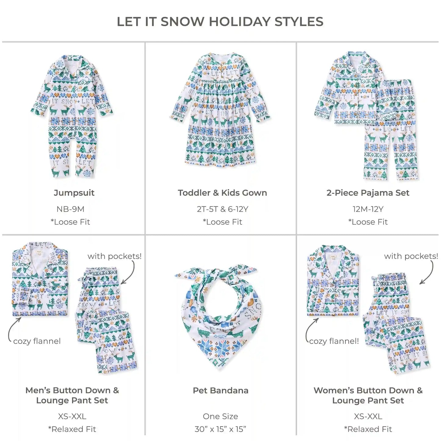 Let It Snow Flannel Family Matching Kids Nightgown