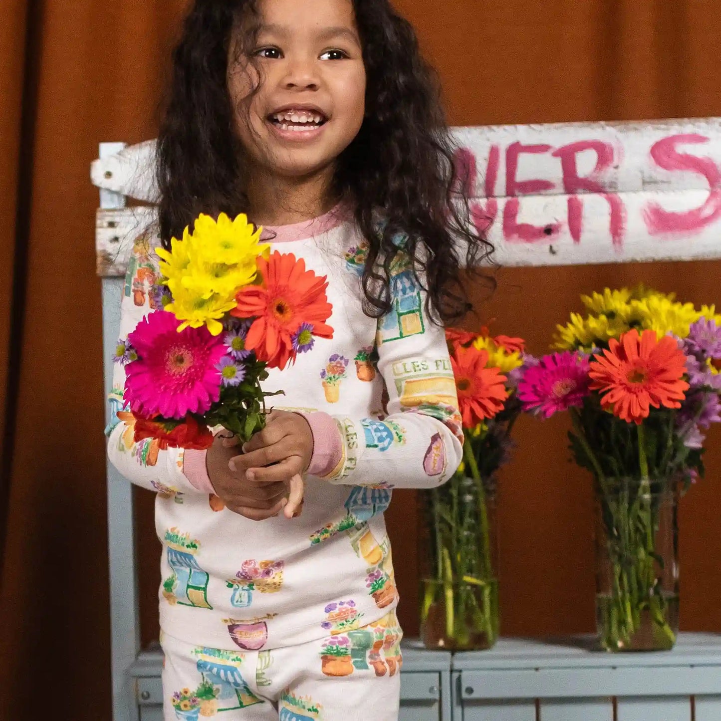 Les Fleurs Organic Cotton Two-Piece Pajamas