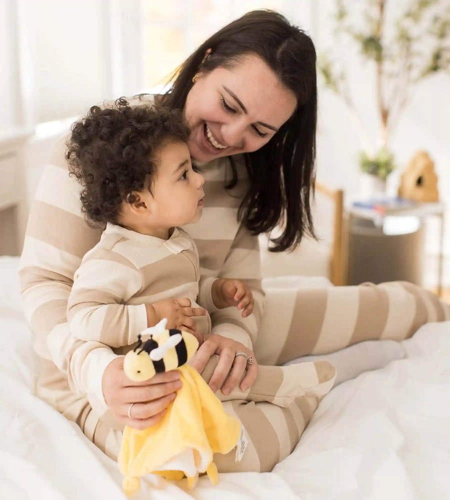 Mommy & Me Rugby Stripe Organic Cotton Sleeper - Oat
