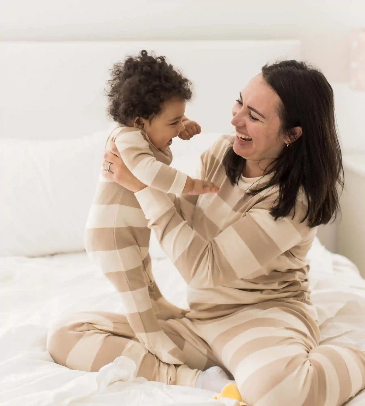 Mommy & Me Rugby Stripe Organic Cotton Sleep & Play - Oat