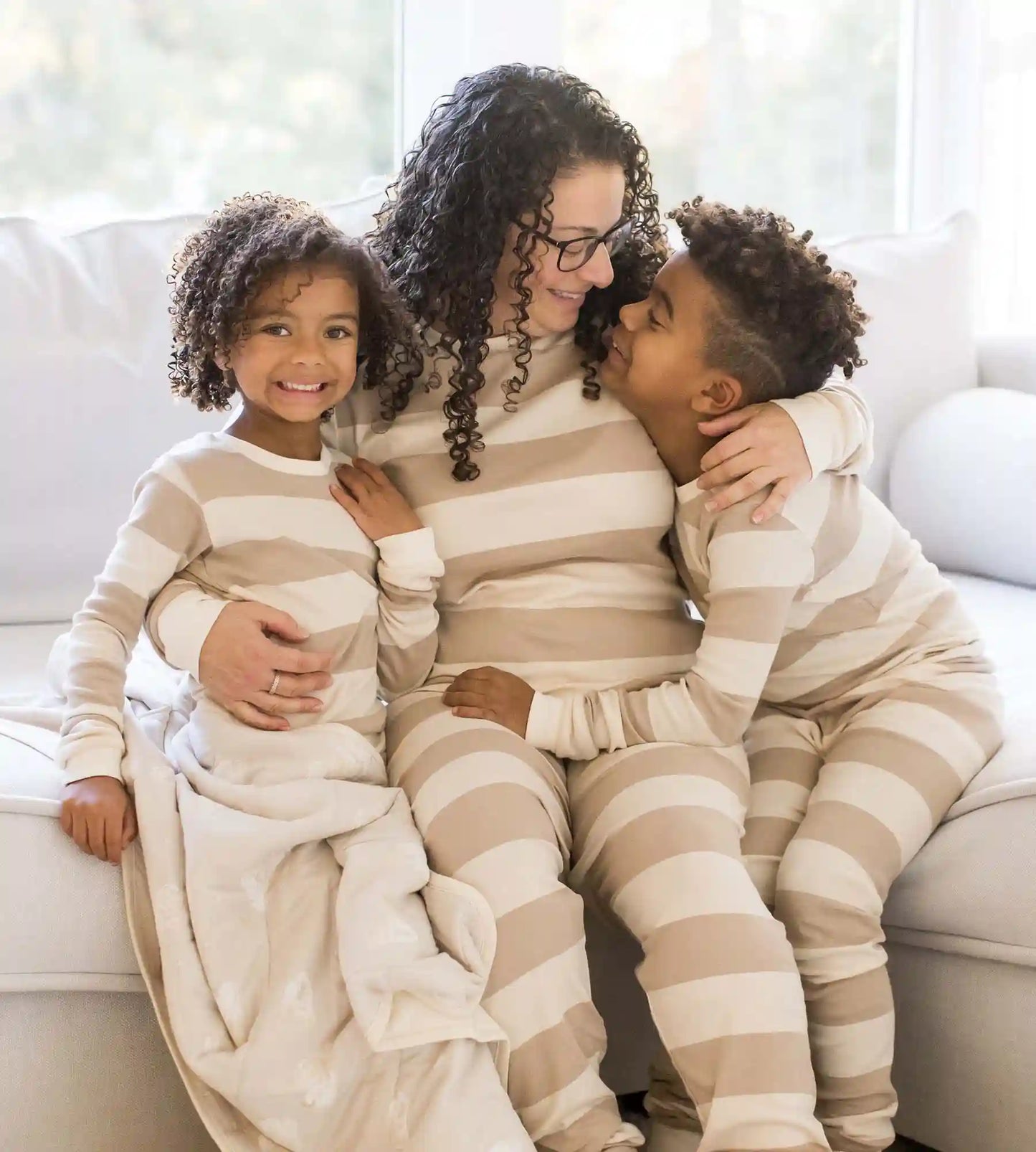 Mommy & Me Rugby Stripe Organic Cotton Sleeper - Oat
