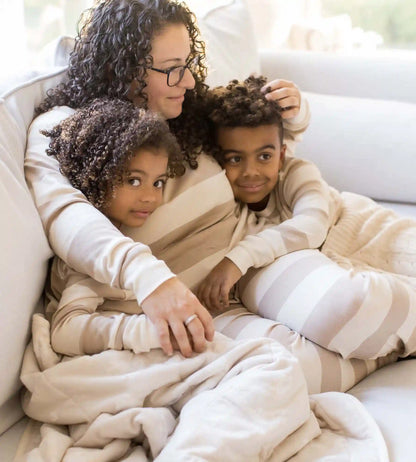 Mommy & Me Rugby Stripe Organic Cotton Sleep & Play - Oat