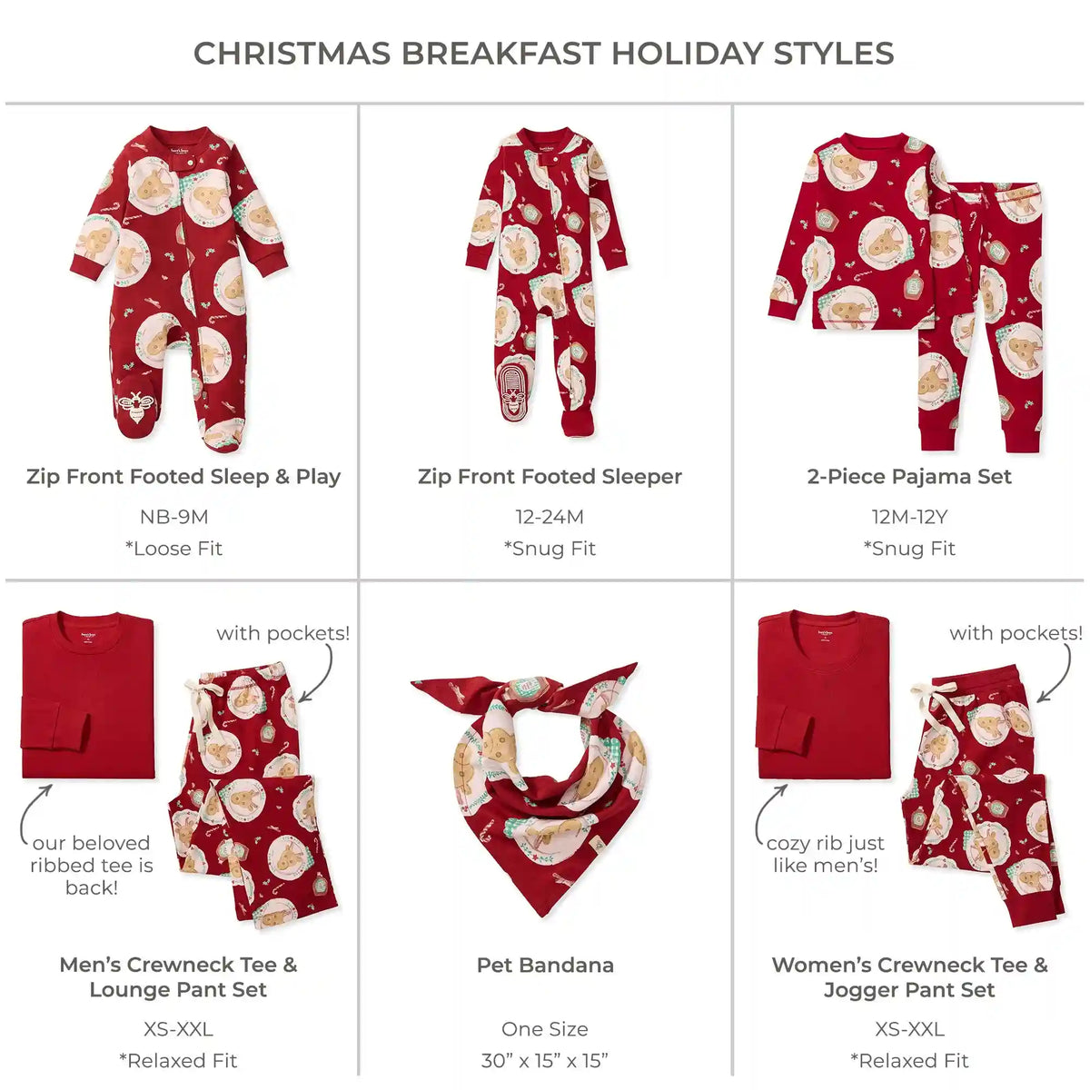 Christmas Breakfast Family Matching Pet Bandana