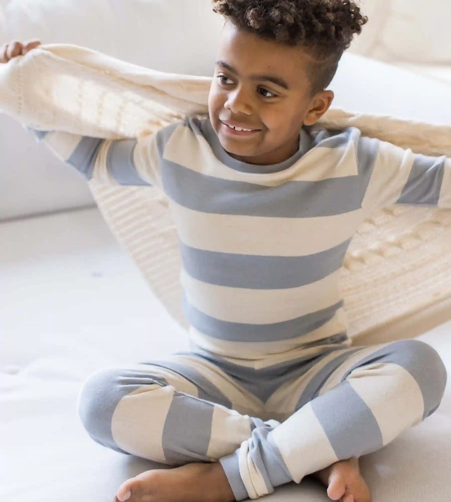 Rugby Stripe Organic Cotton Sleep & Play - Quarry