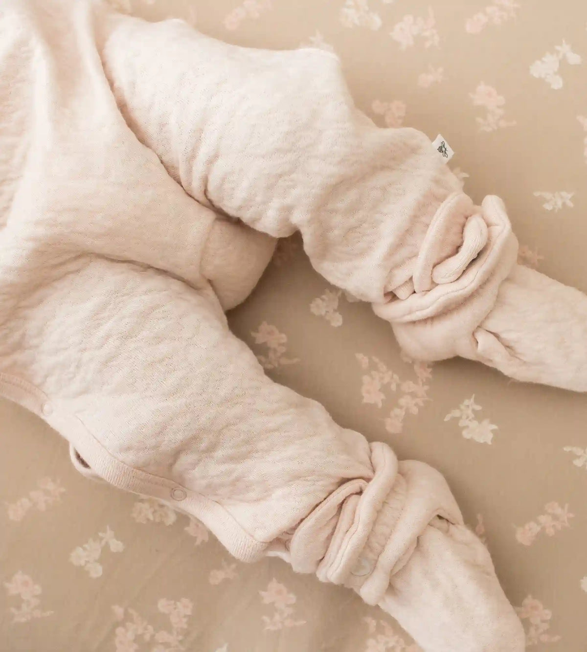 Organic Cotton Quilted Bee Baby Booties - Ranunculus
