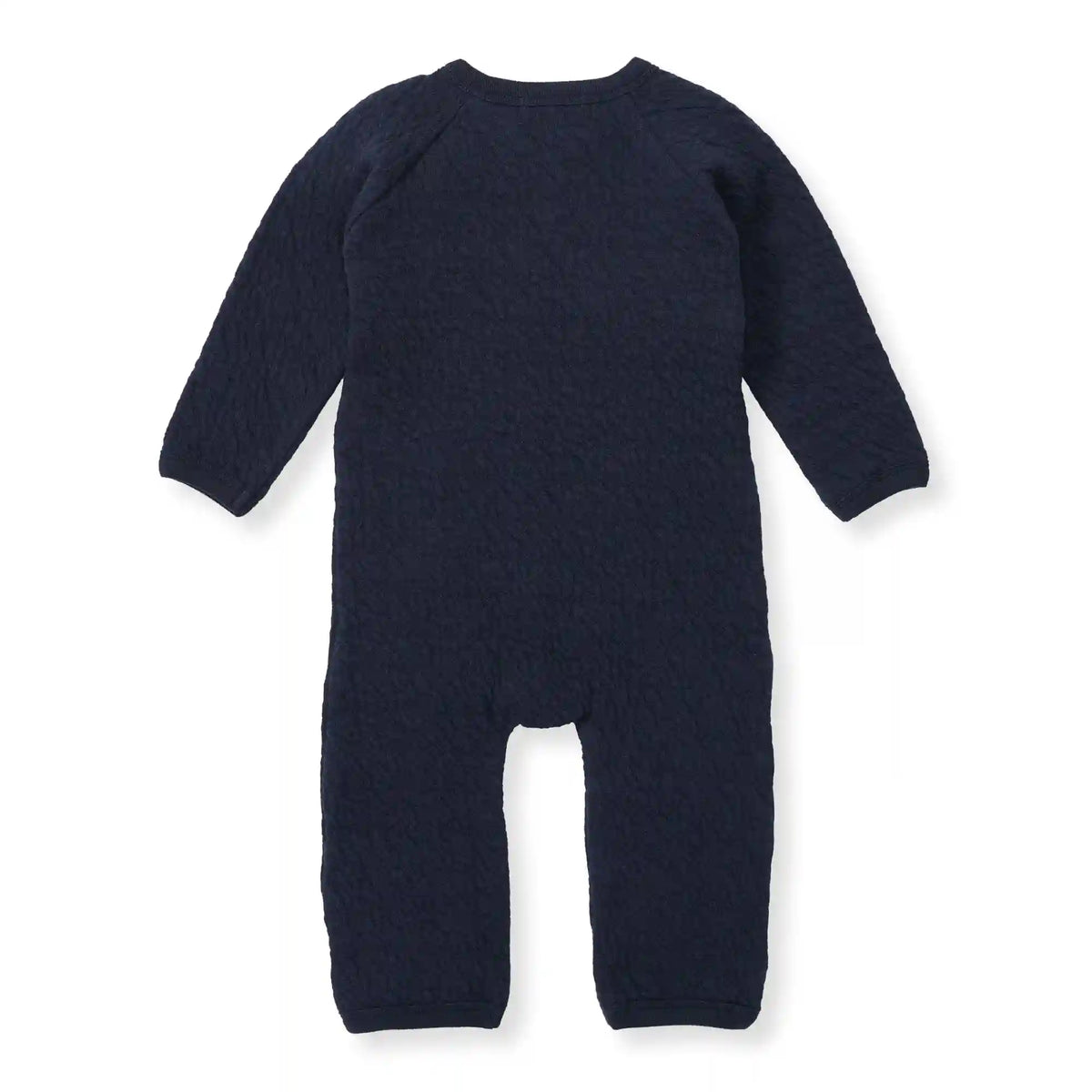 Organic Cotton Quilted Bee Wrap-Front Baby Jumpsuit - Midnight