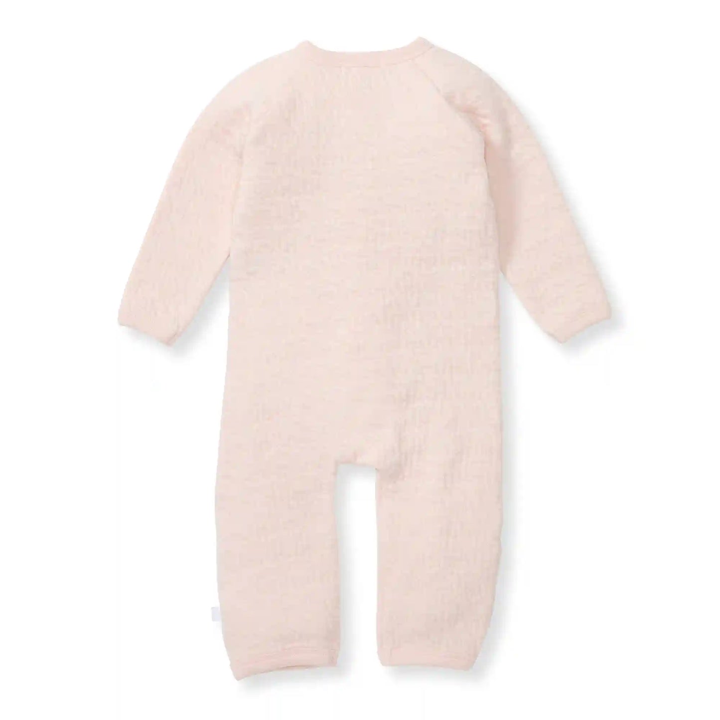 Organic Cotton Quilted Bee Wrap-Front Baby Jumpsuit - Ranunculus