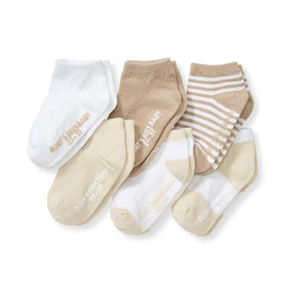 Solid & Stripes Organic Cotton Baby Ankle Socks 6 Pack - Oat