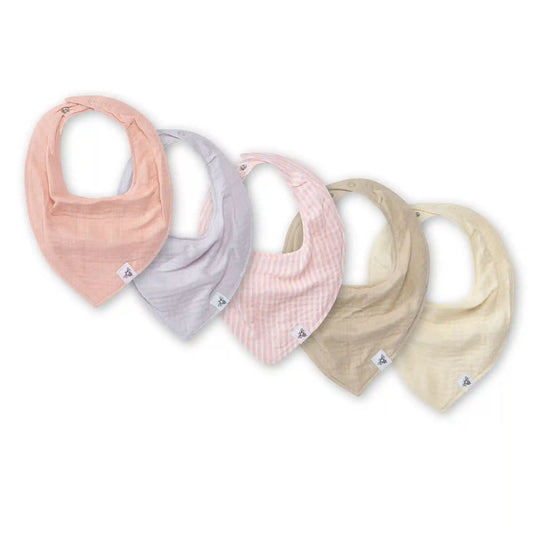 Organic Muslin Baby Bandana Bibs - Pink Sand