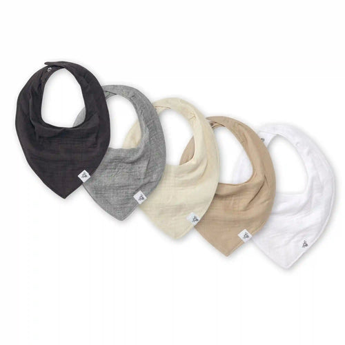 Organic Muslin Baby Bandana Bibs - Ash