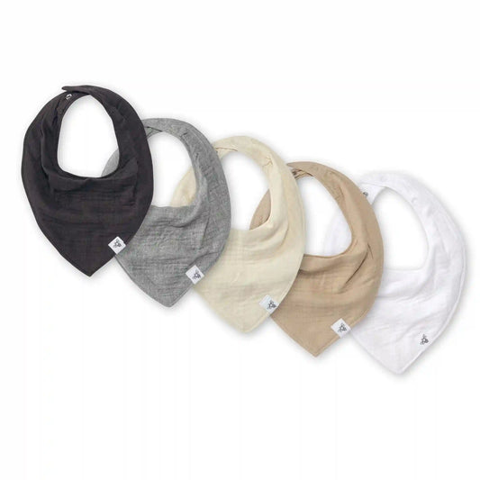 Organic Muslin Baby Bandana Bibs - Ash