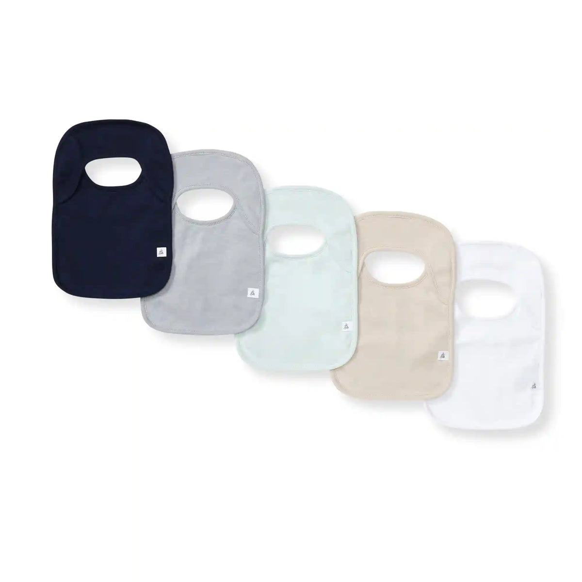Solid Organic Cotton Baby Bibs 5 Pack - Midnight