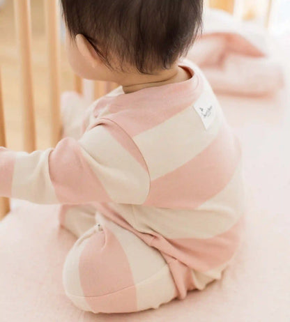 Rugby Stripe Organic Cotton Sleeper - Pink Sand