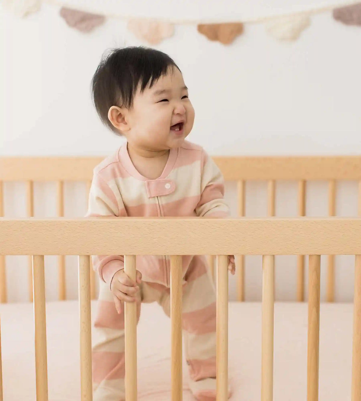 Rugby Stripe Organic Cotton Sleeper - Pink Sand