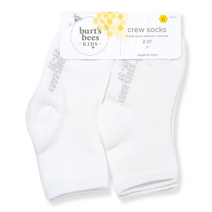 Solid Organic Cotton Baby Crew Socks 6 Pack