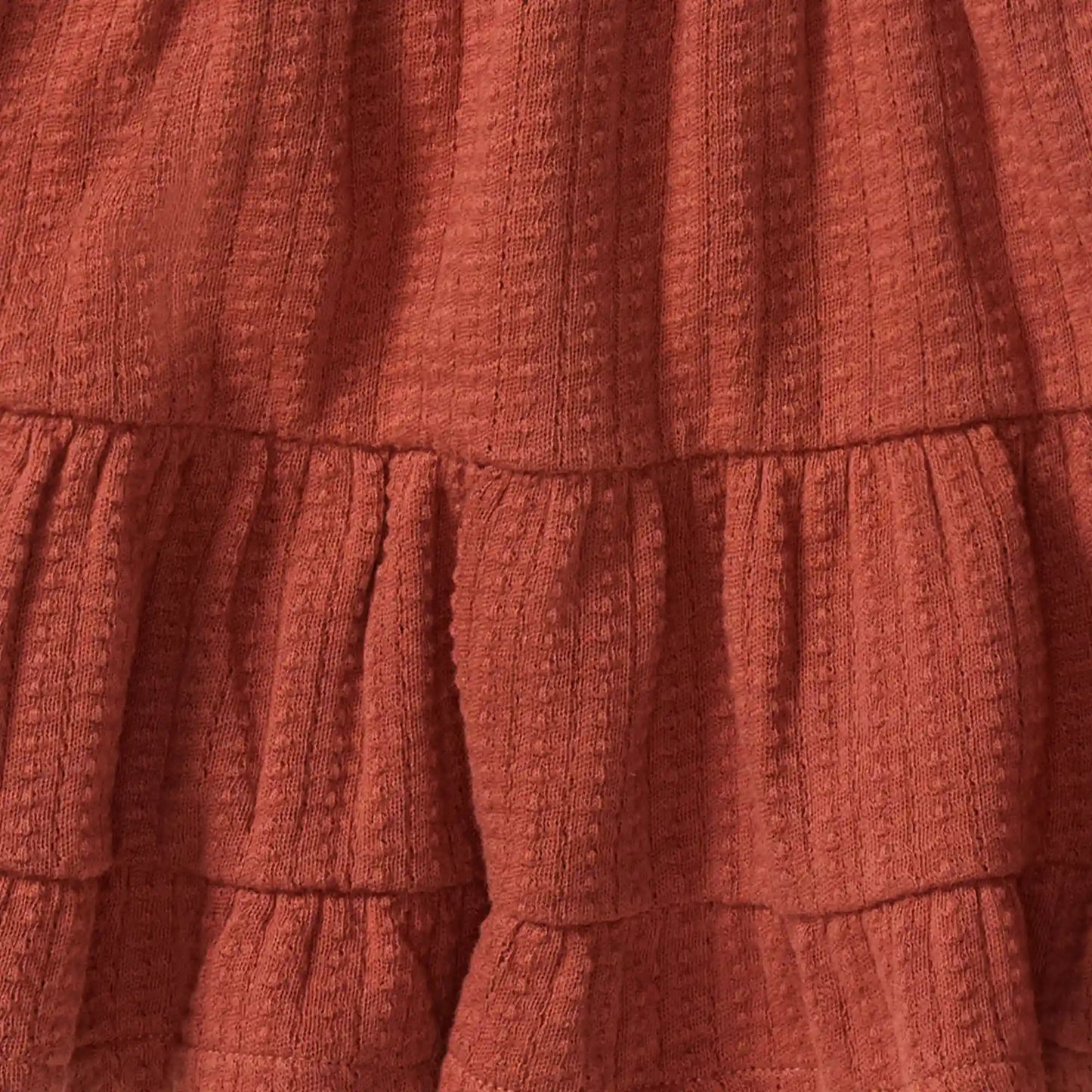 Dotted Rib Organic Cotton Dress - Sequoia Bark Red