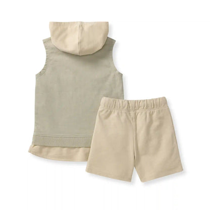 Acid Wash Sleeveless Sweatshirt & Pants Set