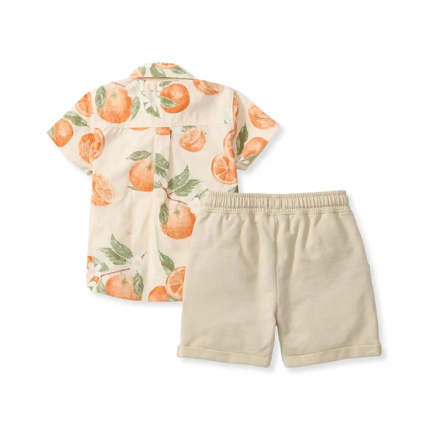 Dubrovnik Oranges Matching Button Down Shirt & Shorts Set