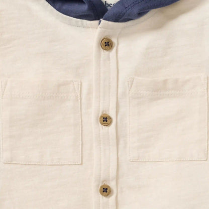 Organic Boy Slub Hooded Sleeveless Shirt & Shorts Set