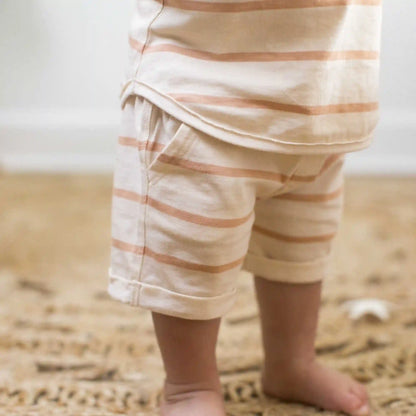 Basic Stripe Boy Tee & Shorts Set