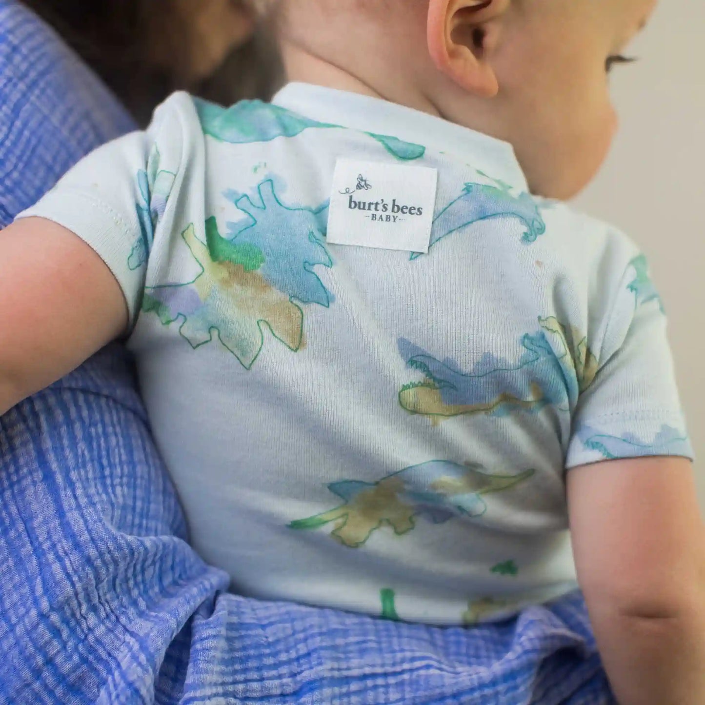 Watercolor Dinos Organic Baby Sleeper Romper - Rain