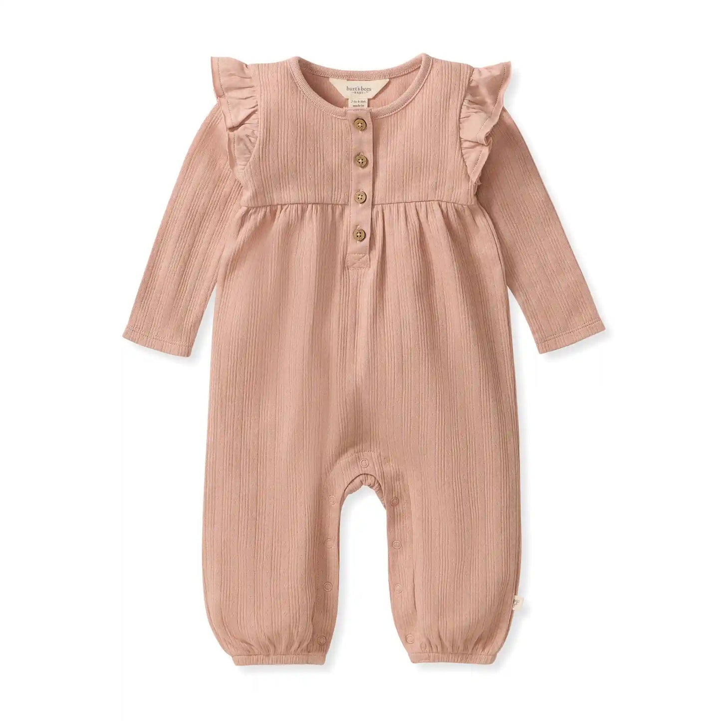 Ribbed Pointelle Baby Girl Jumpsuit