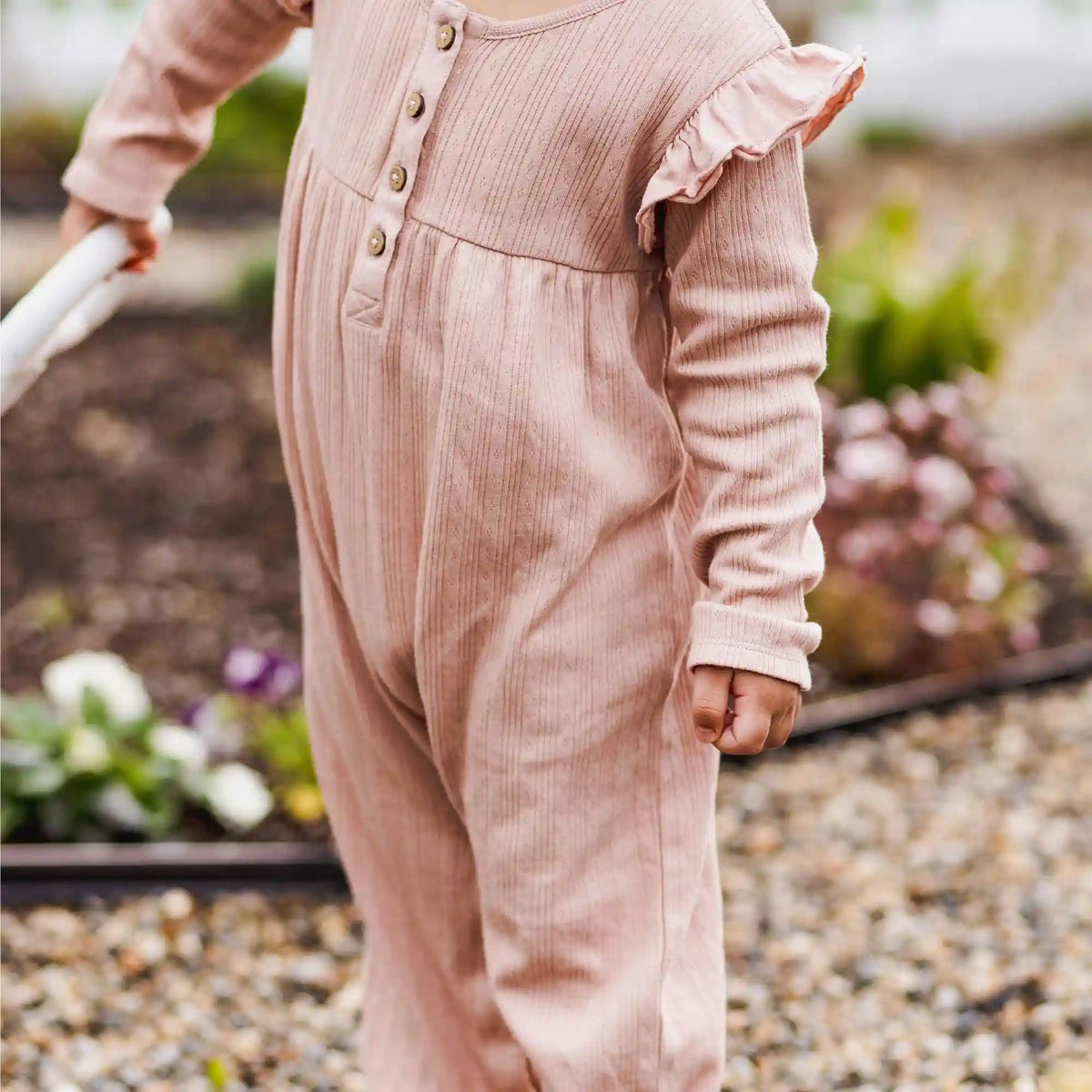 Ribbed Pointelle Baby Girl Jumpsuit