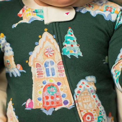 Gingerbread Houses Family Matching Organic Cotton Two-Piece Pajamas