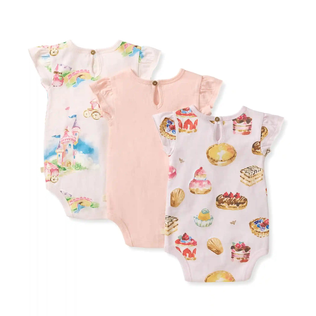 3-Pack Pastry Shop & Pretty Princess Baby Girl Bodysuits