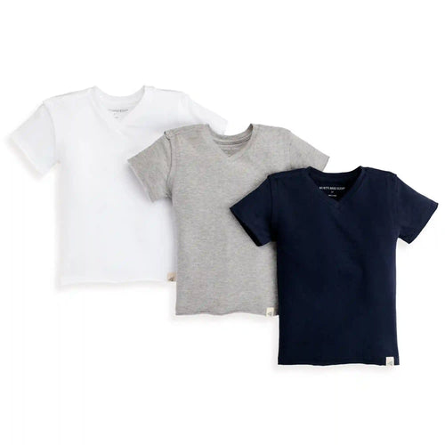 Short Sleeve Organic Cotton Baby V Neck Tees 3 Pack