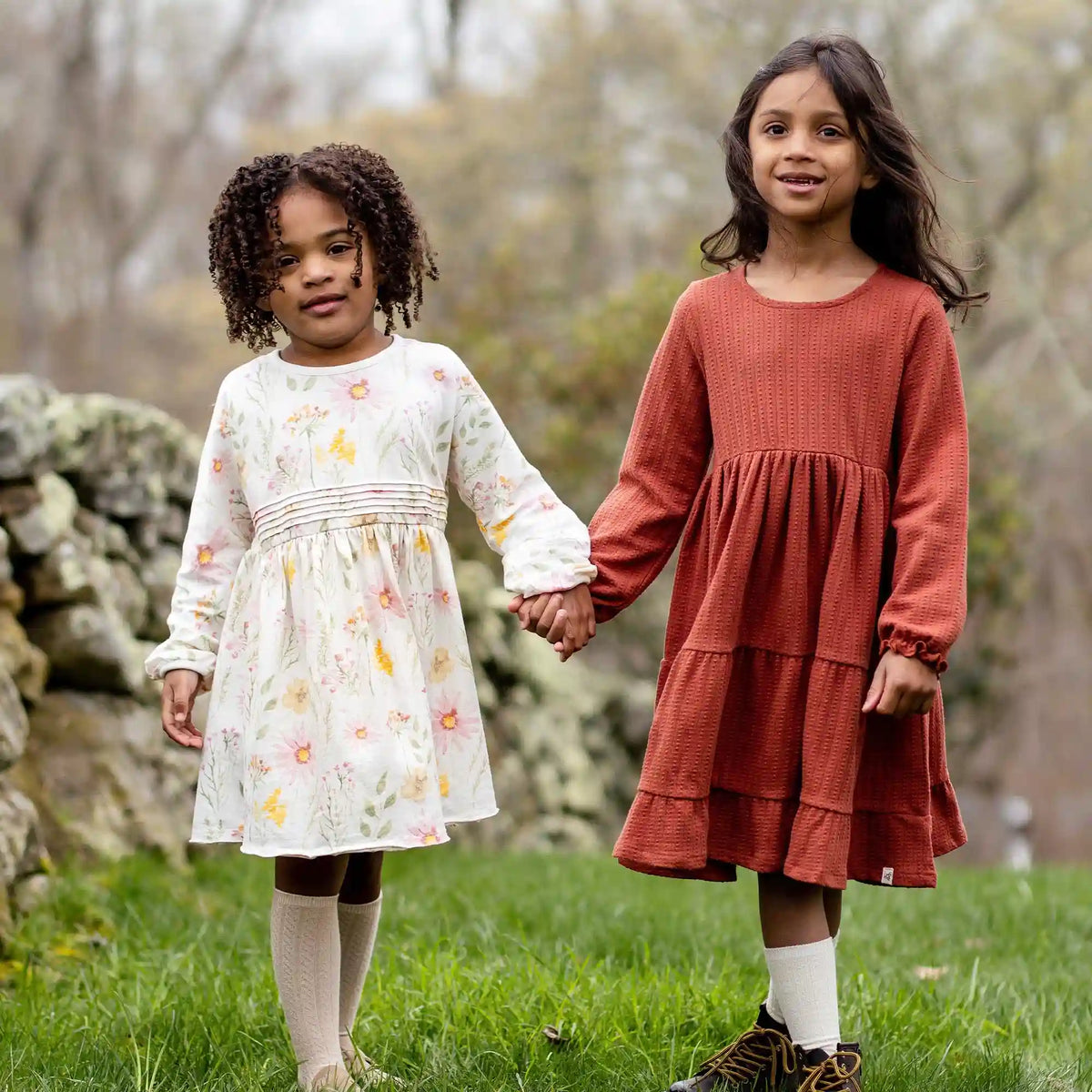 Dotted Rib Organic Cotton Dress - Sequoia Bark Red