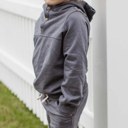 Button Placket Organic Cotton Hoodie