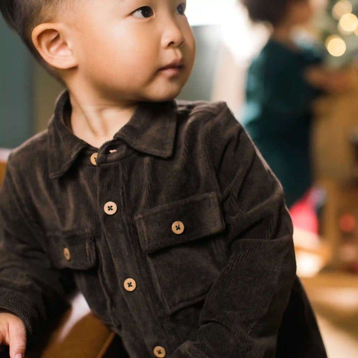 Knit Corduroy Organic Baby Boy Jumpsuit - Shadow